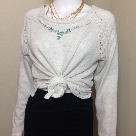 Democracy pullover sweatshirt long sleeve gray top - Picture 4 of 8